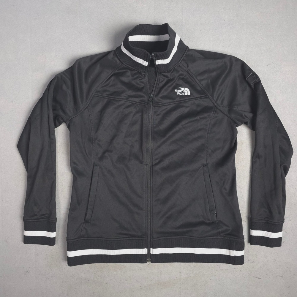 The North Face Women's XL/TG Full Zip Track Jacket Black Athletic‎ Stripe